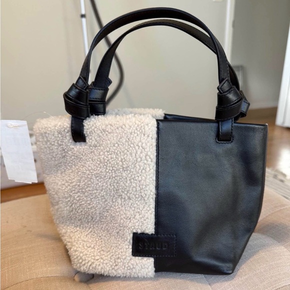 New Staud Ida Mini Tote with Real Wool & Leather - Picture 4 of 9